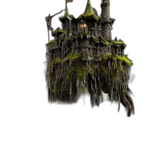 building, crown, tree, staff, concept art, fantasy art, 3d render, pixel art transparent PNG cut-out