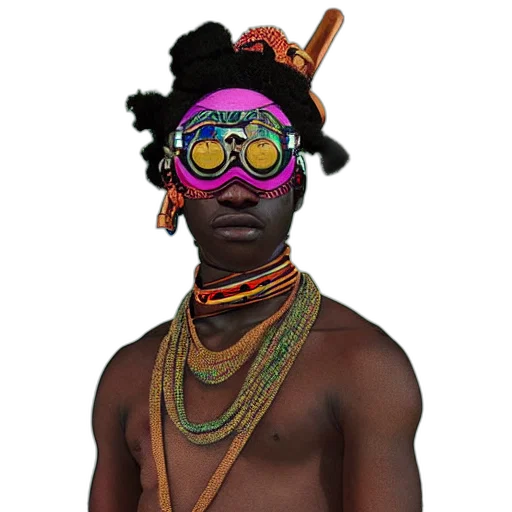 staff, mask, hat, face, concept art, 3d render, vaporwave, photorealistic transparent PNG cut-out