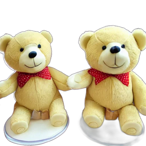 3d render, photorealistic, two, teddy, bears, cutting, cake, doing transparent PNG cut-out