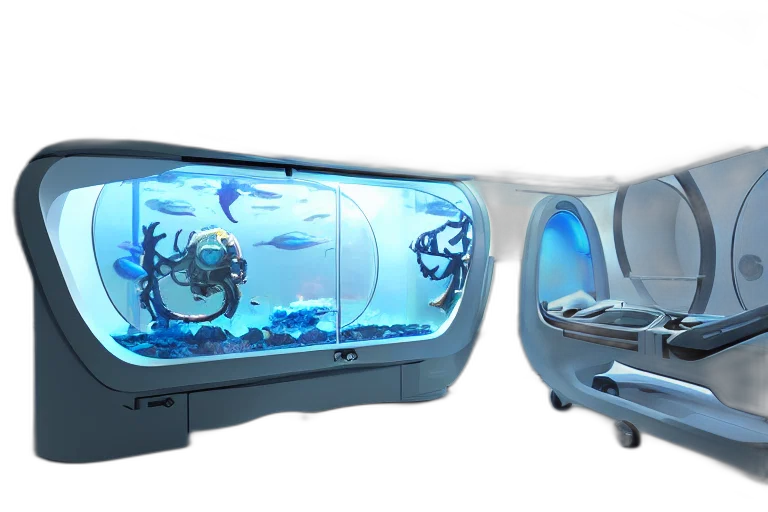 concept art, 3d render, underwater, outer space transparent PNG cut-out