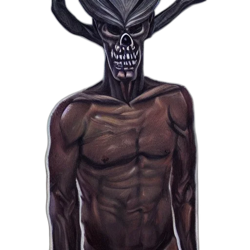 creature, mask, face, staff, concept art, comic book art, fantasy art, pixel art transparent PNG cut-out