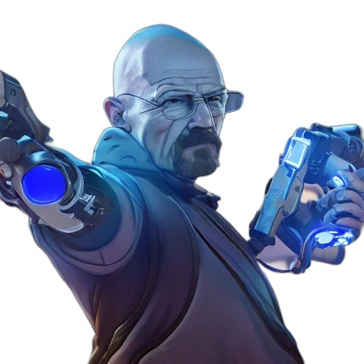 weapon, robot, staff, jacket, cyberpunk, concept art, comic book art, 3d render transparent PNG cut-out