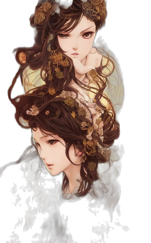 crown, hair, dress, face, fantasy art, concept art, photorealistic, watercolor transparent PNG cut-out