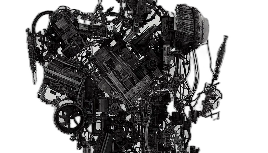 robot, car, weapon, jacket, cyberpunk, concept art, comic book art, 3d render transparent PNG cut-out
