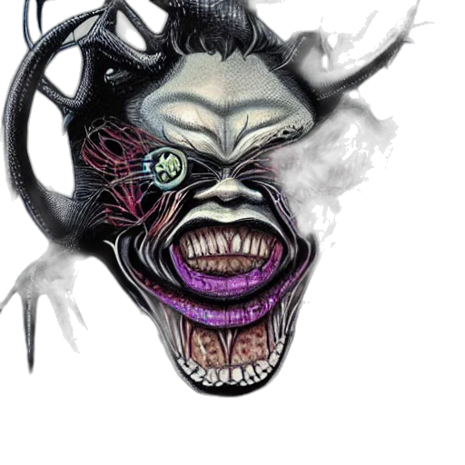 mask, face, creature, staff, concept art, fantasy art, comic book art, watercolor transparent PNG cut-out
