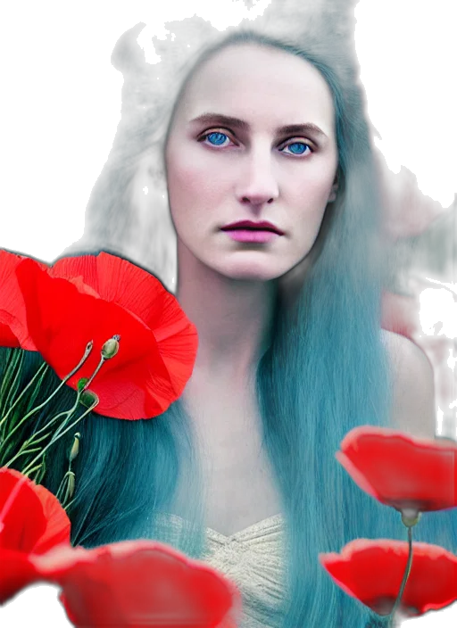 flower, face, fantasy art, photorealistic transparent PNG cut-out