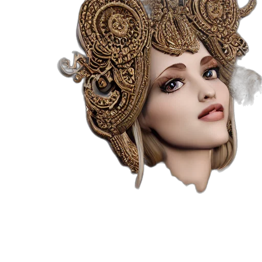 mask, crown, face, hat, fantasy art, photorealistic, 3d render, concept art transparent PNG cut-out