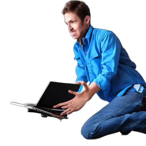 staff, furniture, jacket, robot, laptop, mechanic, legs, bottom transparent PNG cut-out