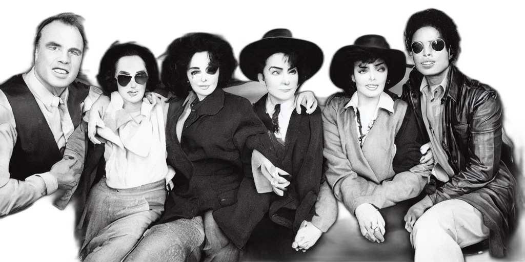 photorealistic, photoshoot, marlon, brando, michael, jackson, old, elizabeth transparent PNG cut-out