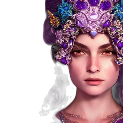 crown, face, jewelry, fantasy art, concept art, photorealistic, 3d render, pastel transparent PNG cut-out