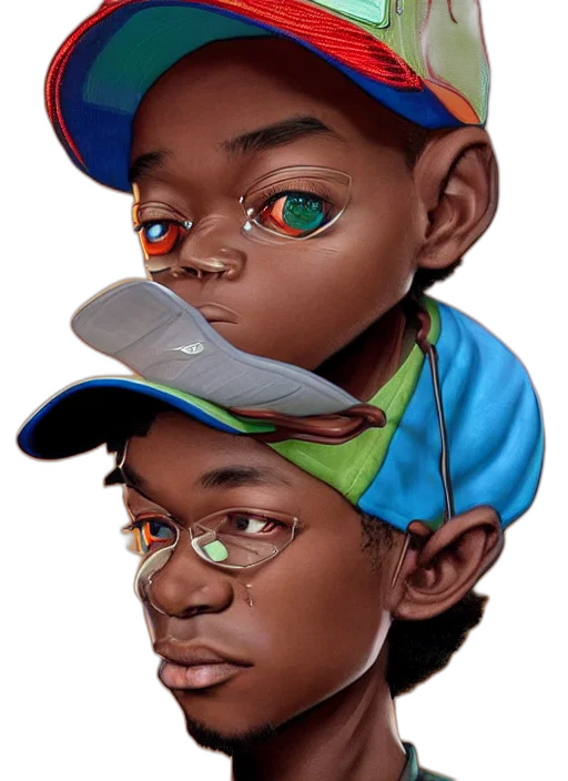 face, mask, hat, photorealistic, concept art, 3d render, comic book art, colorful transparent PNG cut-out