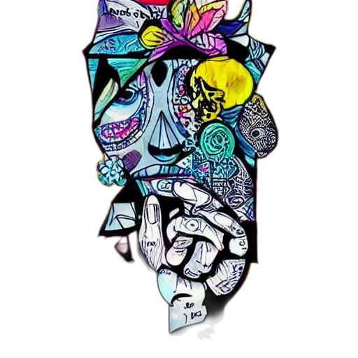 flower, mask, jacket, crown, watercolor, cartoon, fantasy art, comic book art transparent PNG cut-out
