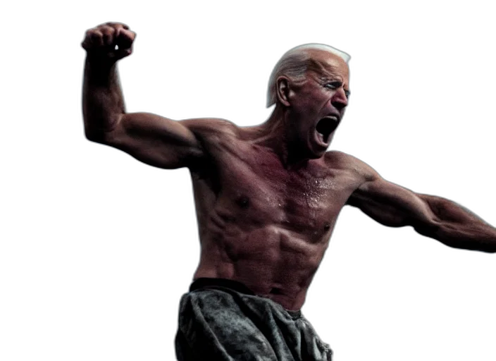 photorealistic, concept art, film, still, joe, biden, leonidas, shouting transparent PNG cut-out