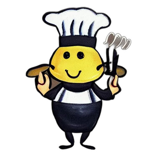 staff, food, robot, hat, cartoon, cute, bee, wearing transparent PNG cut-out