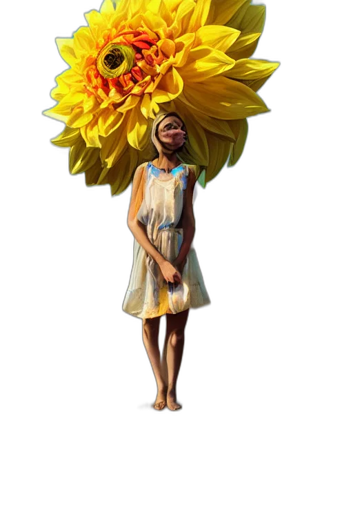 dress, flower, crown, face, concept art, pixel art, fantasy art, 3d render transparent PNG cut-out