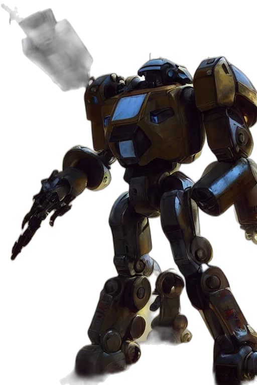 robot, weapon, concept art, 3d render transparent PNG cut-out