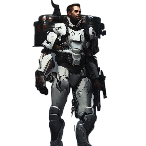 robot, weapon, jacket, staff transparent PNG cut-out