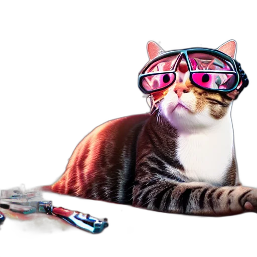 weapon, staff, animal, robot, cyberpunk, vaporwave, 3d render, concept art transparent PNG cut-out