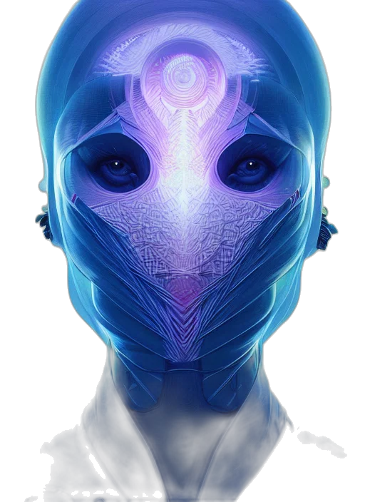 mask, face, robot, creature, cyberpunk, concept art, fantasy art, 3d render transparent PNG cut-out