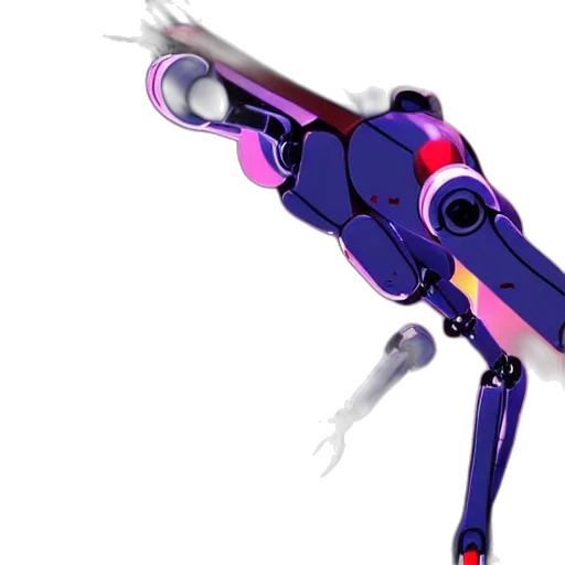 robot, weapon, staff, sword, concept art, 3d render, cyberpunk, vaporwave transparent PNG cut-out