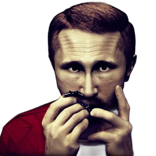 face, mask, photorealistic, cartoon, comic book art, concept art, putin, smoking transparent PNG cut-out