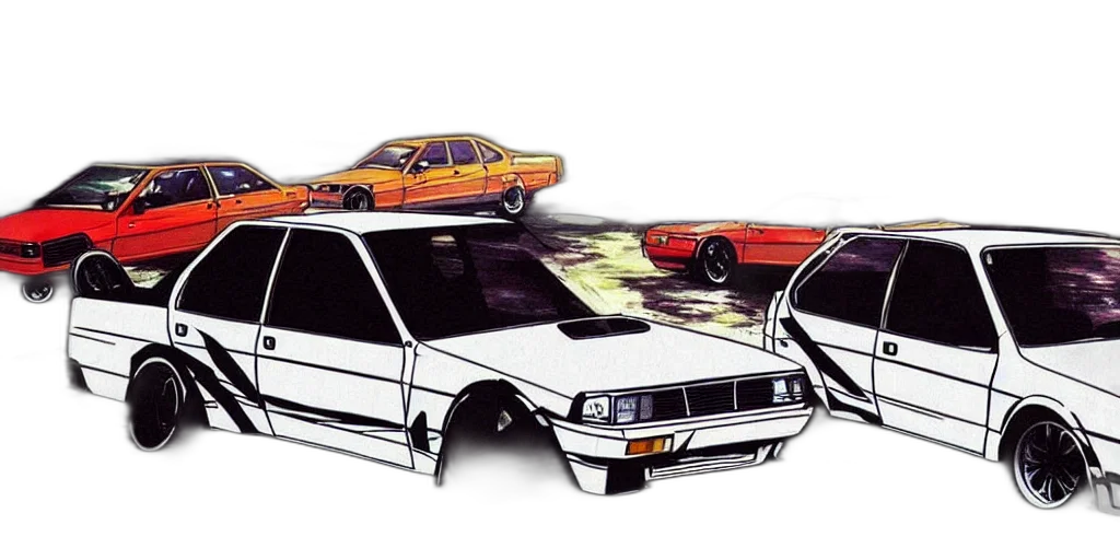 car, concept art, photorealistic, vaporwave transparent PNG cut-out