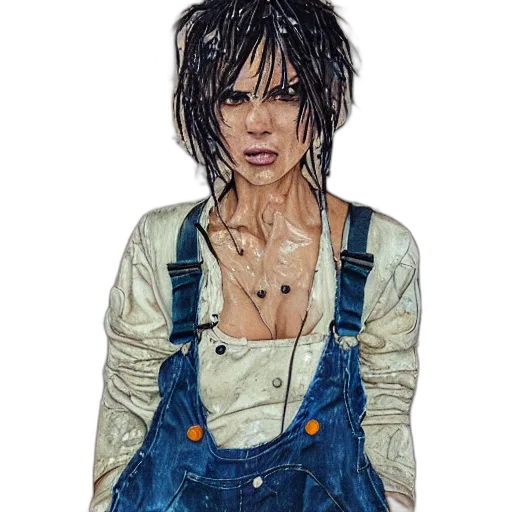 jacket, hair, photorealistic, comic book art, oil painting, concept art, rain, full transparent PNG cut-out