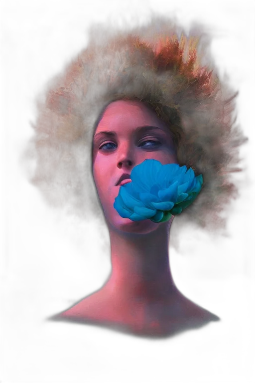face, flower, crown, mask, photorealistic, concept art, fantasy art, 3d render transparent PNG cut-out