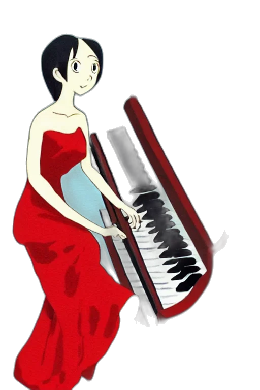 dress, jewelry, staff, cartoon transparent PNG cut-out
