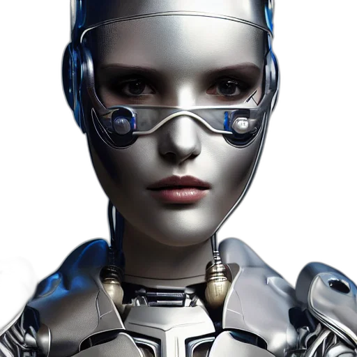 robot, face, cyberpunk, 3d render transparent PNG cut-out