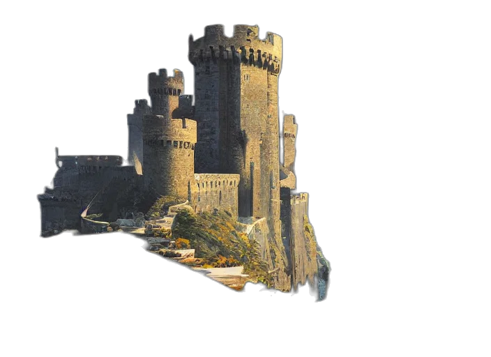 dragon, crown, building, sword transparent PNG cut-out