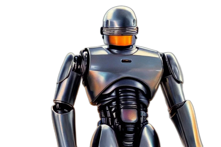 robot, concept art, robocop, fantasy, painting, ultra, realistic, clear transparent PNG cut-out