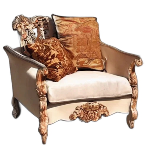 furniture, crown, 3d render, photorealistic, earth tones, golden, ugly, sale transparent PNG cut-out