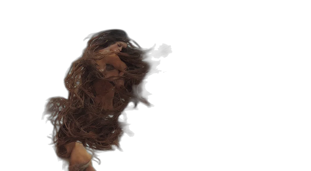hair, creature, animal, mask, 3d render, photorealistic, perfect, woman transparent PNG cut-out