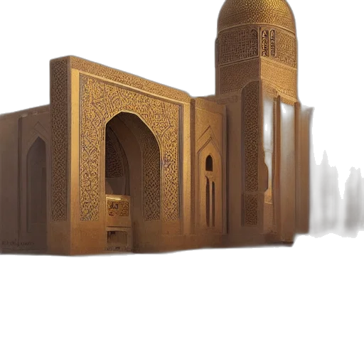 building, furniture, 3d render, concept art, photorealistic, pixel art, fog, golden transparent PNG cut-out