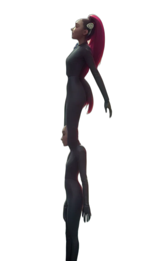 dress, creature, staff, hair transparent PNG cut-out