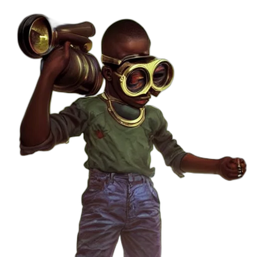weapon, mask, robot, staff, concept art, 3d render, photorealistic, comic book art transparent PNG cut-out