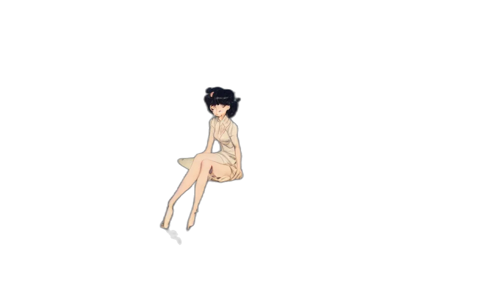 dress, hair, creature, staff transparent PNG cut-out