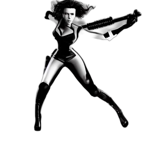 staff, robot, weapon, hair, comic book art, concept art, cartoon, photorealistic transparent PNG cut-out