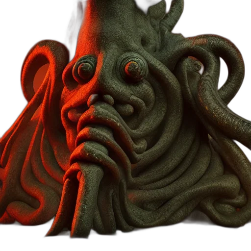 creature, mask, animal, face, concept art, 3d render, photorealistic, red transparent PNG cut-out