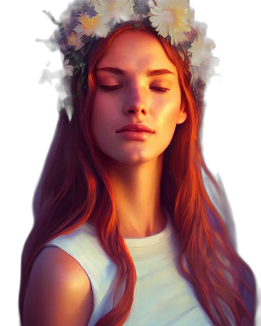 crown, face, dress, flower transparent PNG cut-out