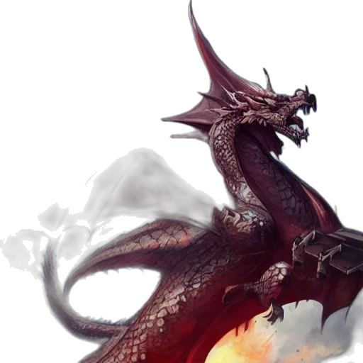 dragon, staff, sword, fantasy art, concept art, 3d render, photorealistic, red transparent PNG cut-out