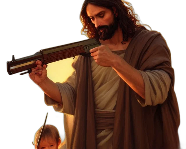 weapon, sword, staff, photorealistic, photography, jesus, christ, pointing transparent PNG cut-out