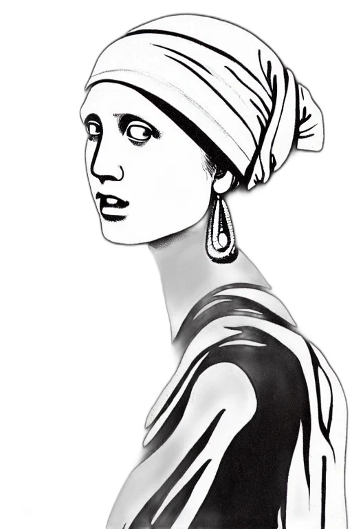 face, hat, dress, jewelry, cartoon, photorealistic, pencil sketch, comic book art transparent PNG cut-out