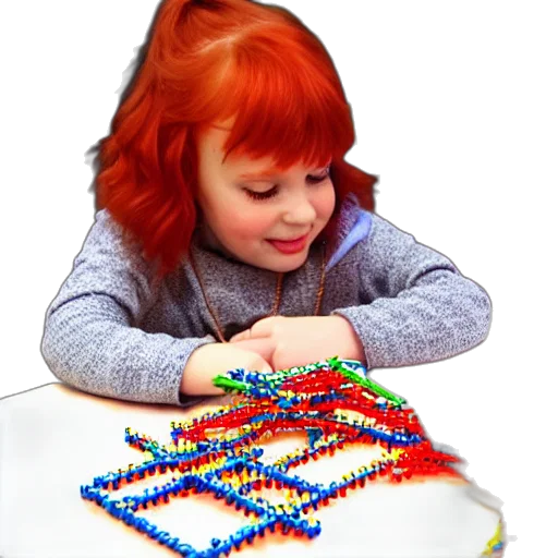 jewelry, crown, 3d render, little, redhead, daughter, playing, knex transparent PNG cut-out