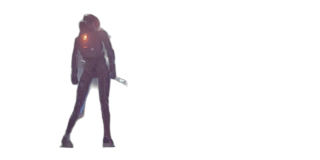 robot, creature, jacket, weapon transparent PNG cut-out