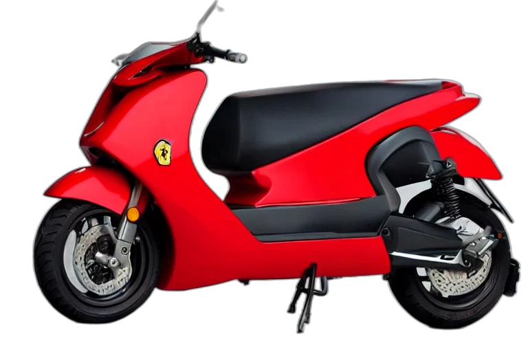photorealistic, 3d render, scooter, designed, produced, ferrari transparent PNG cut-out