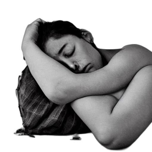 photorealistic, pencil sketch, mentally, exhausted transparent PNG cut-out