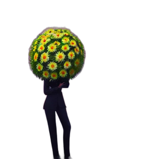 umbrella, hat, flower, staff, 3d render, concept art, pixel art, fantasy art transparent PNG cut-out