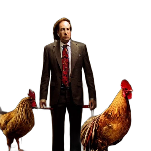 animal, jacket, concept art, pixel art, photorealistic, saul, goodman, rooster transparent PNG cut-out